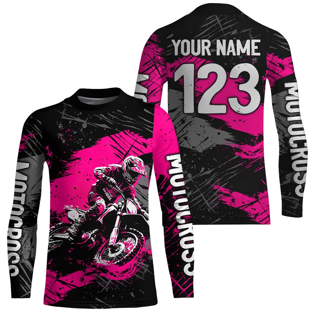 PIONAMZIOZ Motocross Shirts Kid Adult Dirt Bike Jersey Off-Road Shirt Upf30+ Motorcycle Shirt MX Jersey for Men Women Kid (US, Alpha, Small, 5X-Large, Regular, Regular, Pink)