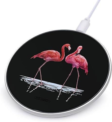 Flamingo Water - Almohadilla de carga inalámbrica de 10 W, almohadilla de carga rápida compatible con iPhone 15, 14, 13, 12 Series Samsung Galaxy