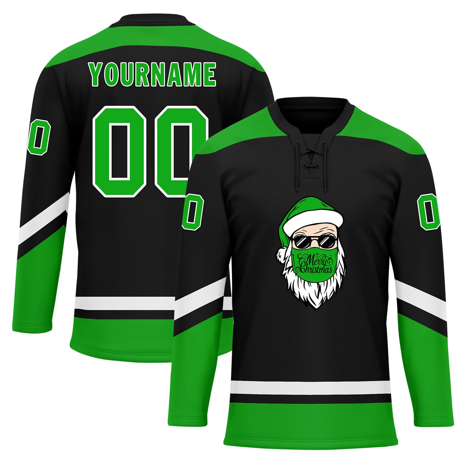 Custom Christmas Hockey Jersey for Men Women Youth, Santa Claus Ice Hockey Practice Uniform Sports Training Outfit