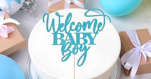 Miniatura 7 de Kaoenla Decoración de bienvenida para pastel de bebé, baby shower, decoración de fiesta de revelación de género para recién nacido (flash azul)