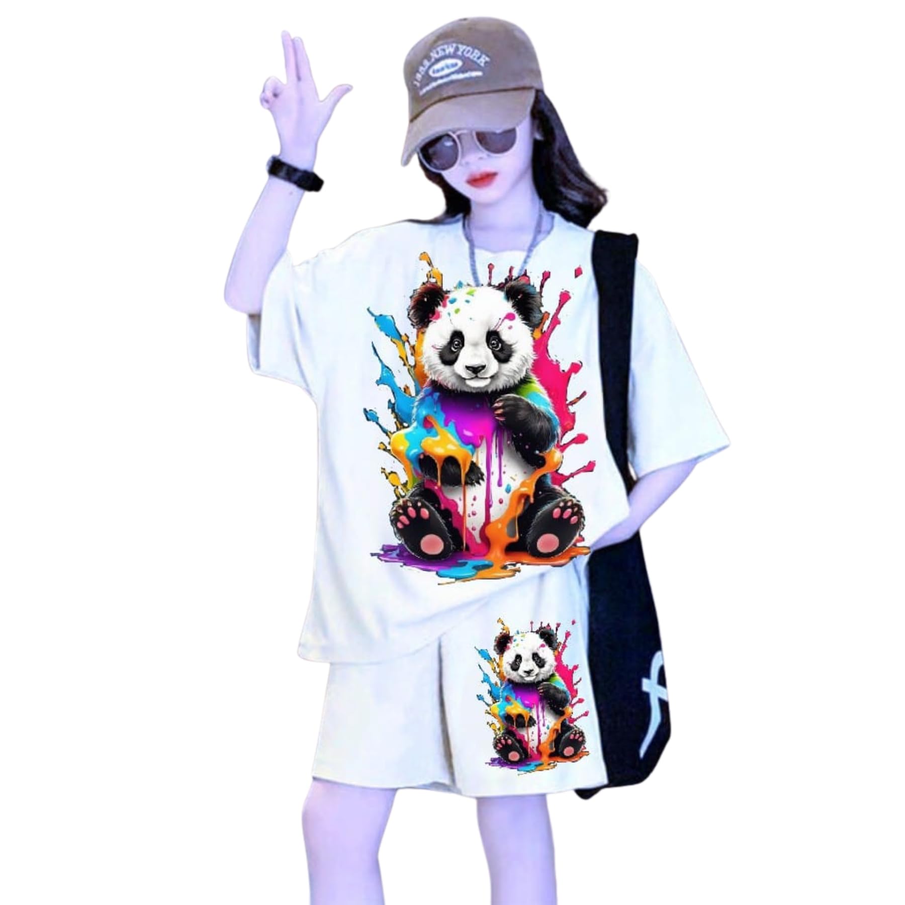 Printed Co-ord Set for Women T-Shirt and Shorts Cotton Comfort for Gym, Home, Beach or Travel Wear Stylish Everyday Summer Look-image-0