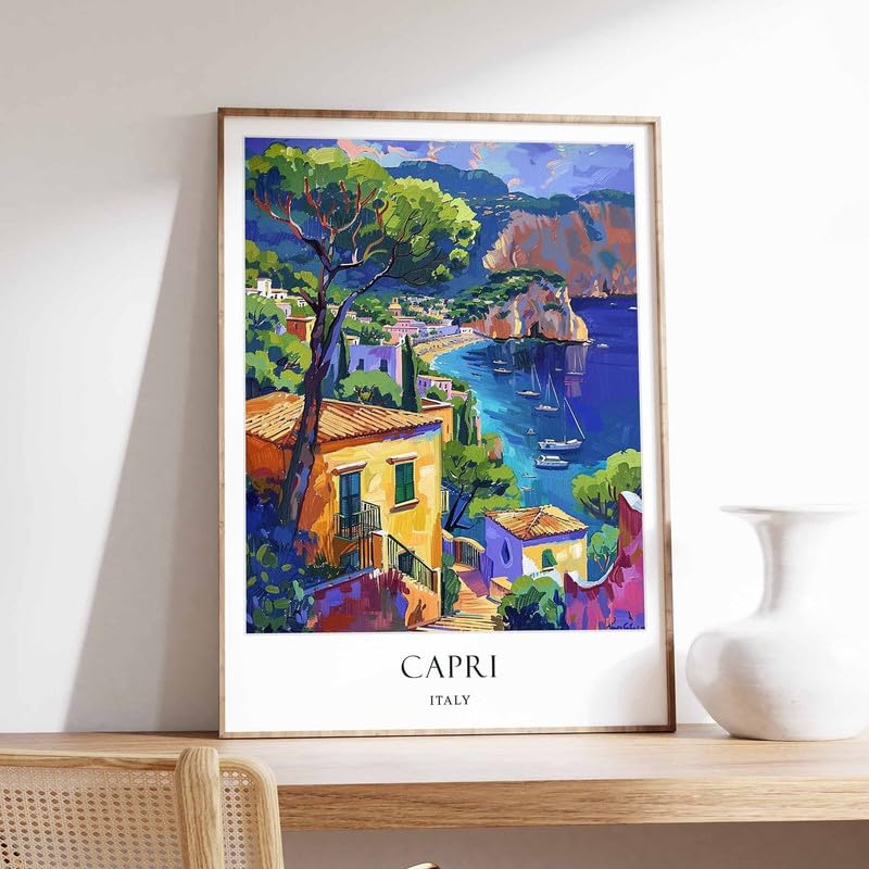 7 Capri Poster Italy Poster Mediterranean Poster Coastal Decor Ocean Poster Capri Travel Print Poster A5 - Wall Art Home Decor Movie Poster Canvas Film Cinema Retro Vintage Cult Classic Nostargic Sag