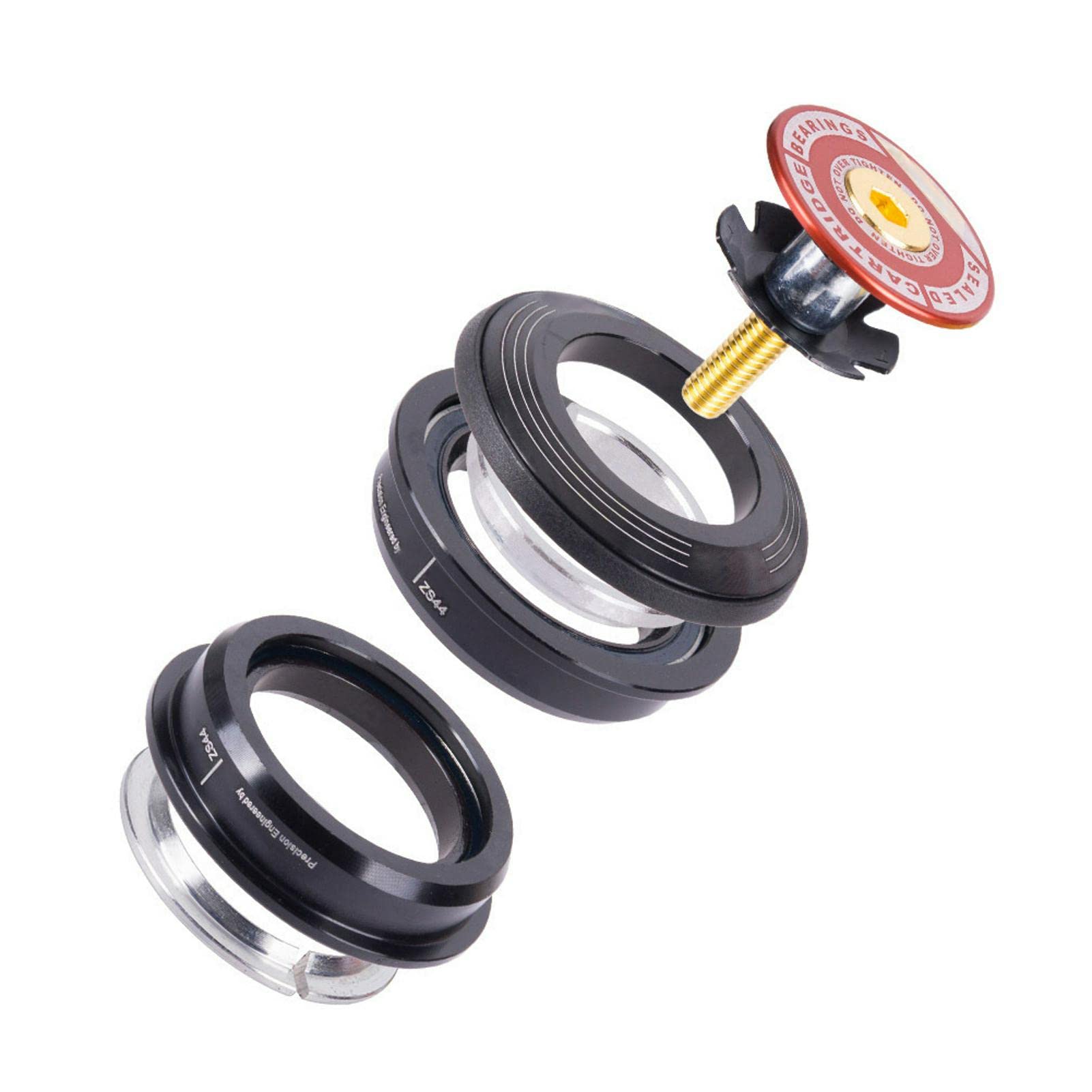 HengChen Mountain Bike 4444S Headset 44mm 1-1/8" Bike Headset Spacer, Aluminium Alloy Bicycle Headsets Kit, Bearing Semi Integrated Straight Tube Fork Internal (COLOR:Red)