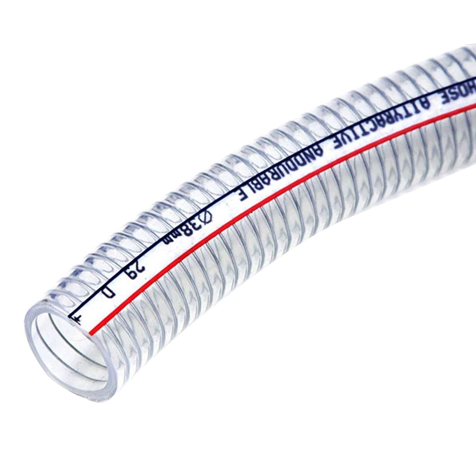 Tubo in PVC rinforzato con filo d'acciaio, Tubo flessibile in filo di acciaio PVC da 1 metro, diametro interno della parete 2,5 mm, 10 mm/13, morsetti for il trasferimento acqua, olio e aria(ID 10mm)