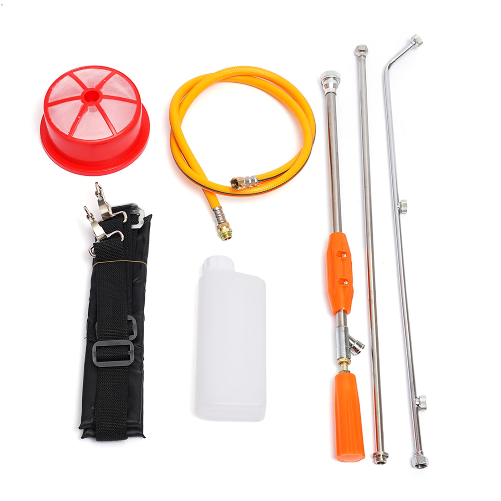 Pulverizador de Mochila a Gasolina 2 Tiempos, Alcance Ajustable, 2-8m con Motor de Inyección y Encendido CDI, Presión Ajustable, Ligero y Portátil para Granjas, Jardines y Parques