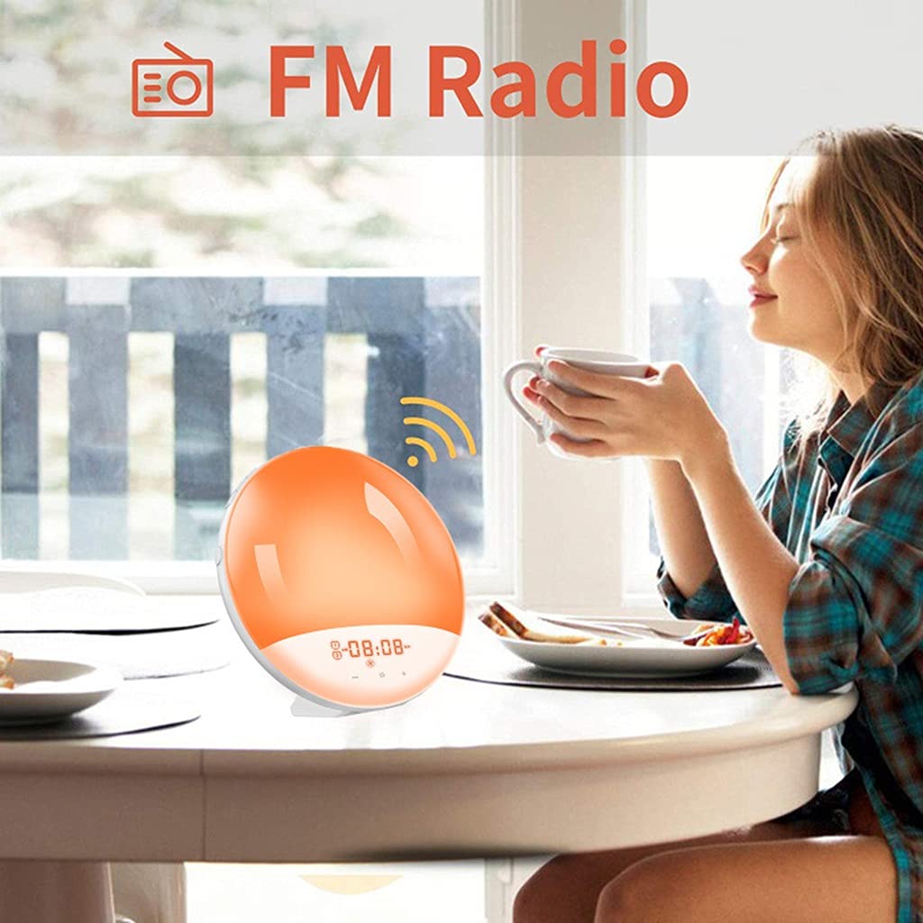 Luce Sveglia Digitale, Sleep Trainer, con 7 Colori Che Cambiano, FM Radio, Touch Control, Funzione Snooze, Sveglia All'alba, per la Camera da Letto delle Ragazze dei Ragazzi