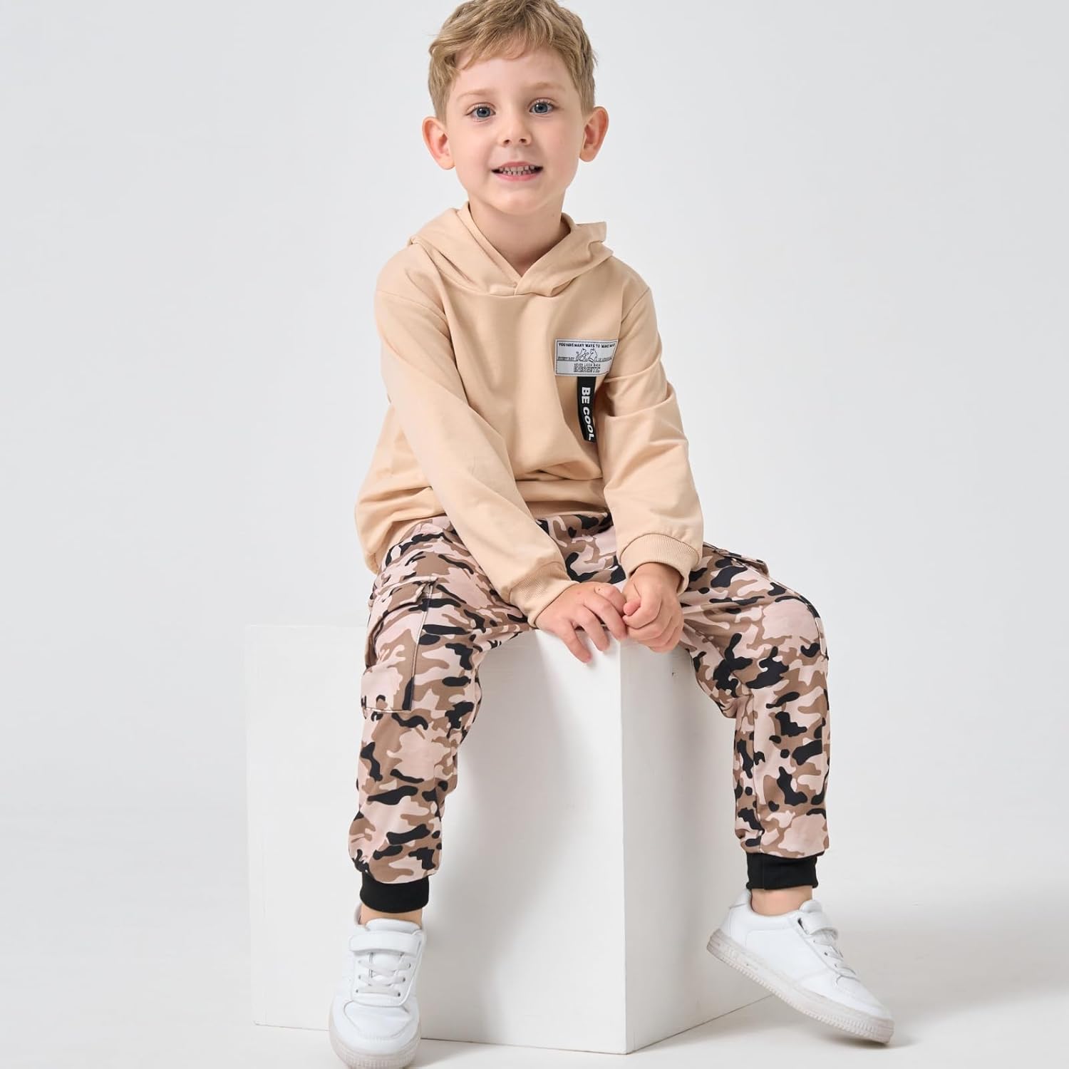Boys 2 Piece Outfits Long Sleeve Hooded Sweatshirt Top Camouflage Sweatpants Fall Winter Clothing Set 5-10T Camo-a 5-6 Years image 4 of 7 B0F941689J