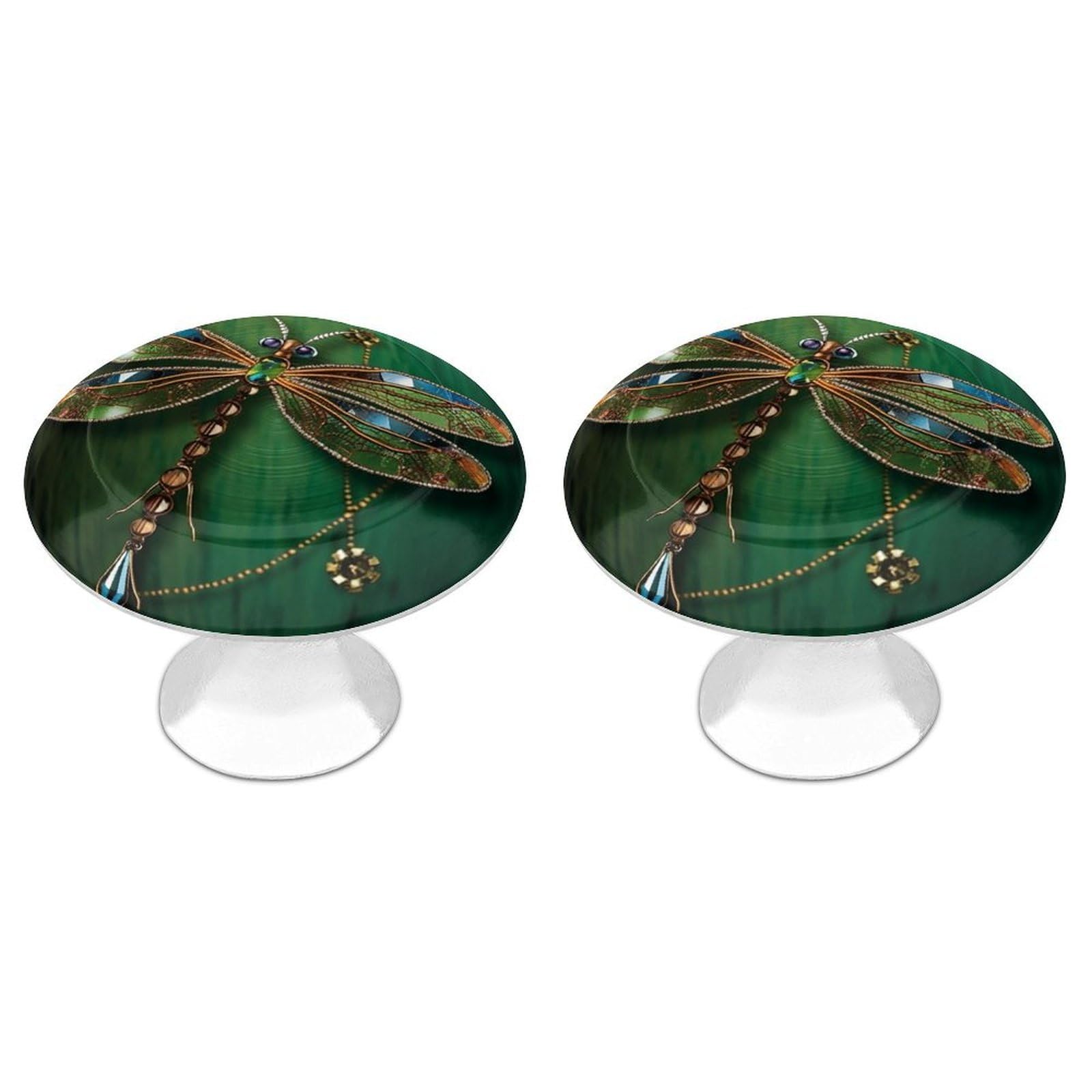 Fekiloot White Jewel Dragonfly Cabinet Knobs For Kitchen Ornament, Round Zinc Decorative Drawer Pulls For Cabinets Trendy, Dresser Drawers Pulls Bathroom Dresser Knob With Screw
