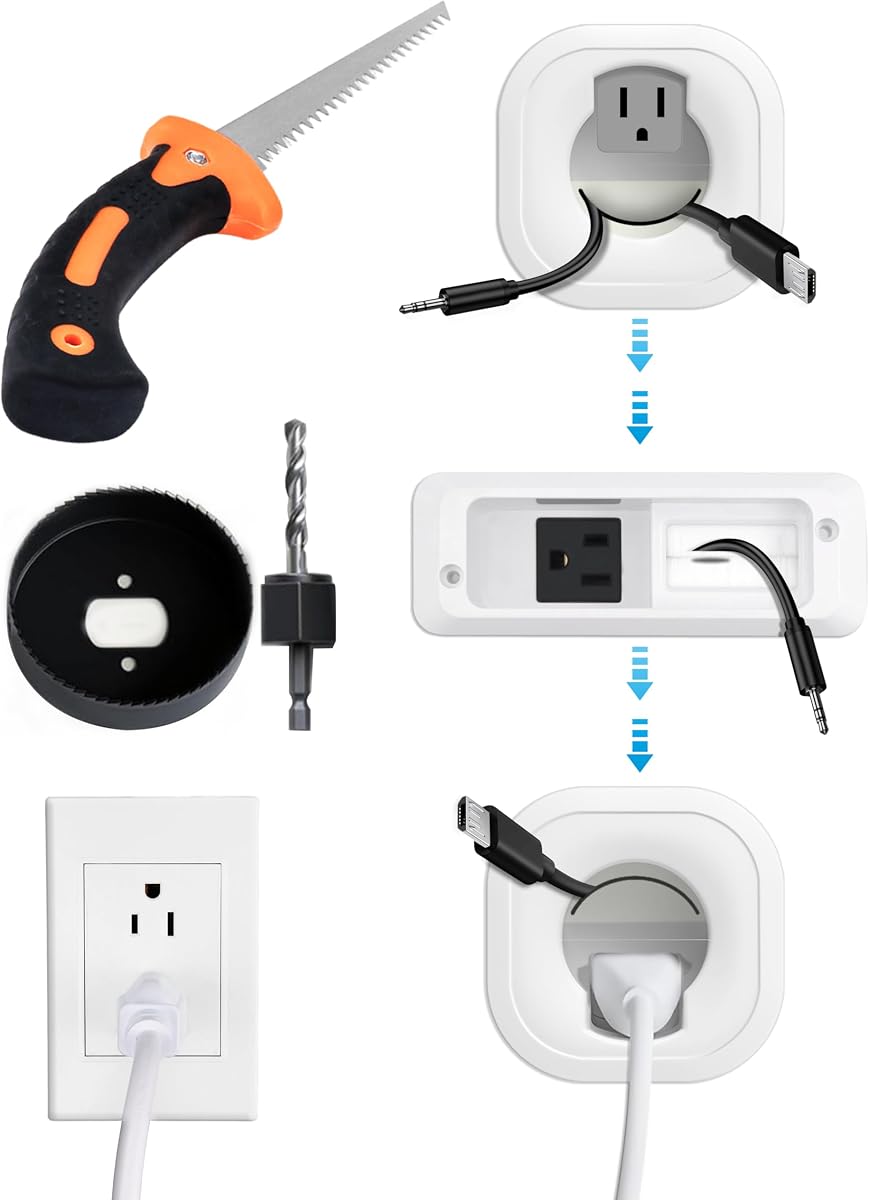 in-Wall Cable Management Kit for TV & Soundbar with Hole Saw Kit