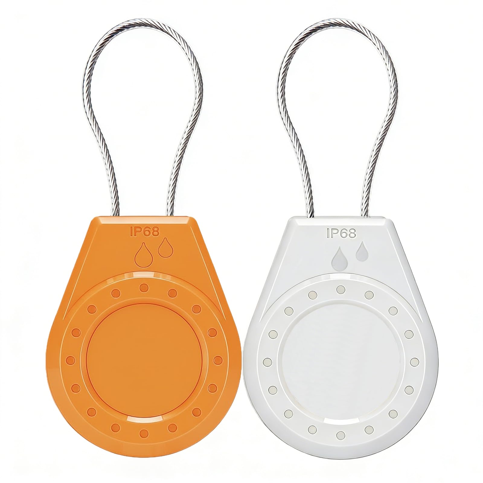 Air Tagholder Keychain Case with Steel Wire Cable &amp; Hex Lock, Waterproof Anti-Lost Shockproof Cover Compatible with Apple Air Tag for Luggage, Backpack, Keys (Orange+White)