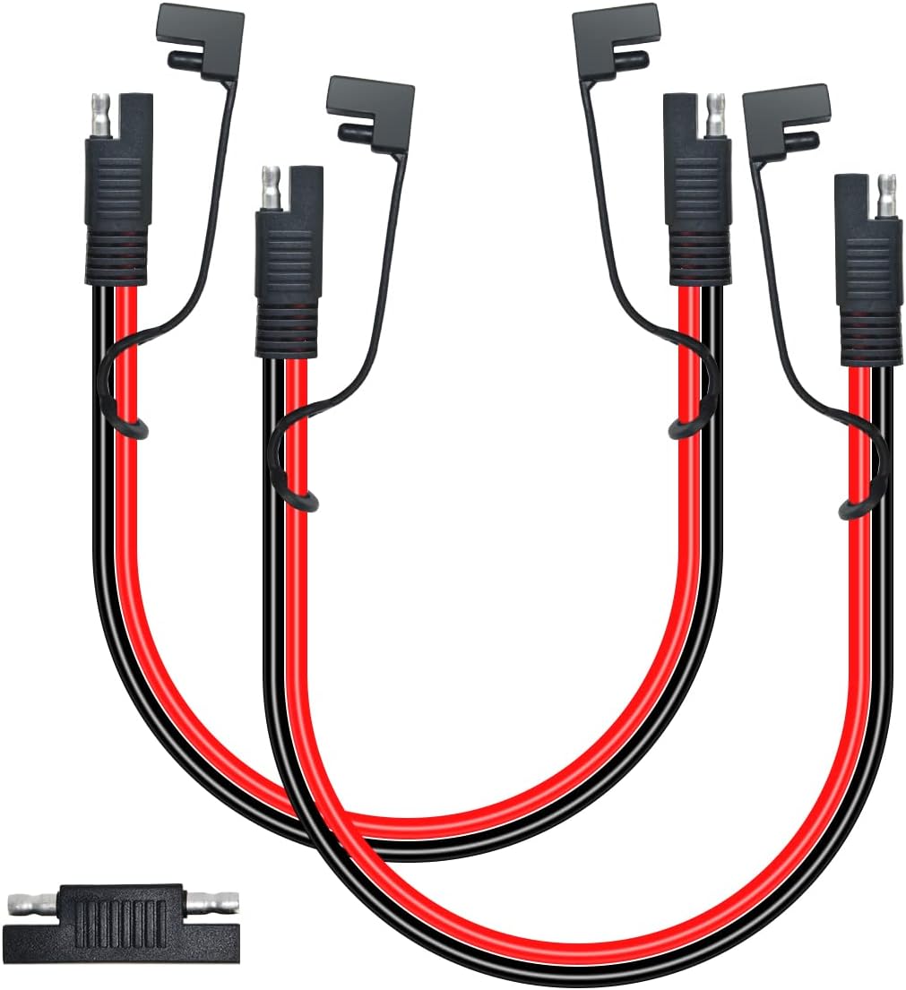 GODPEE 2 Pack 10AWG 1FT SAE Connector to SAE Extension Cable Quick Disconnect Connector with Reverse Adapter,for Solar Panel Automotive Battery Charger