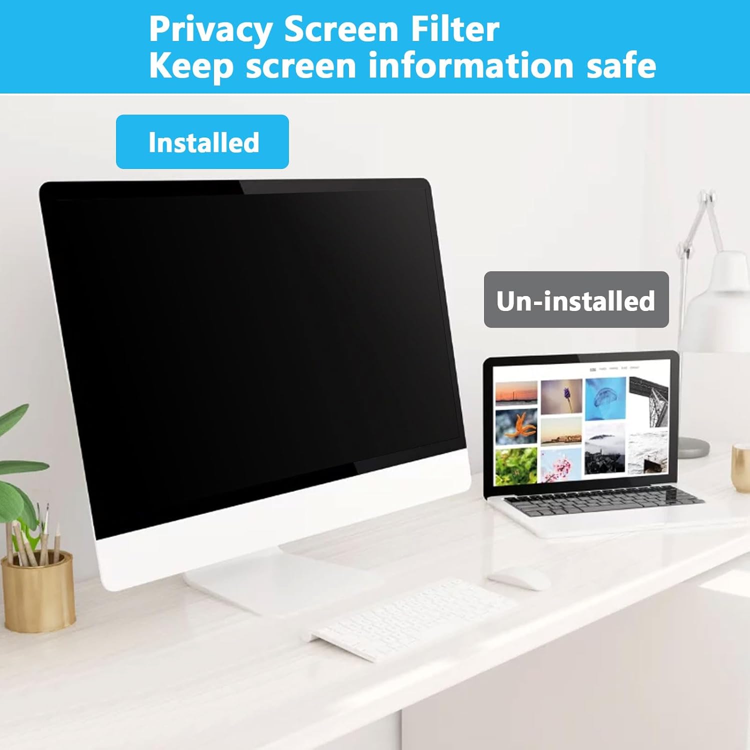 AIZYR Computer Privacy Screen Filter Protective Film Anti Blue Light for 18.5-32inch Laptop, Anti-Glare/Anti-Scratch/Anti-peep Protective Film,18.5inch 410X230mm