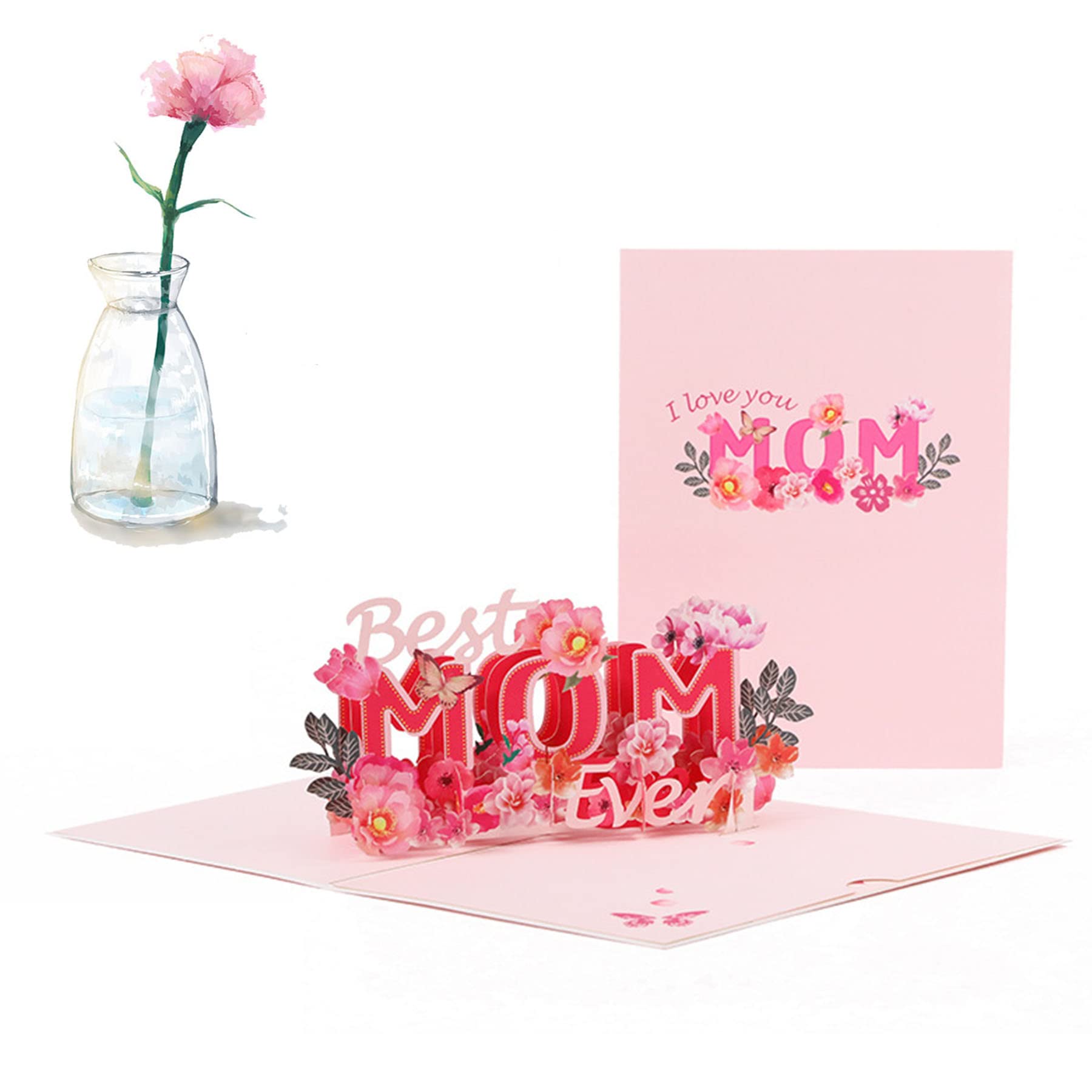 Amazon.com : 3D Pop Up Cards-Happy Mothers' Day 3D Cards /“Best Mom Ever”  Creative Handmade Birthday Gift for Mom ，Grandma，Wife/ Handmade Love pop  Cards with Envelopes : Office Products