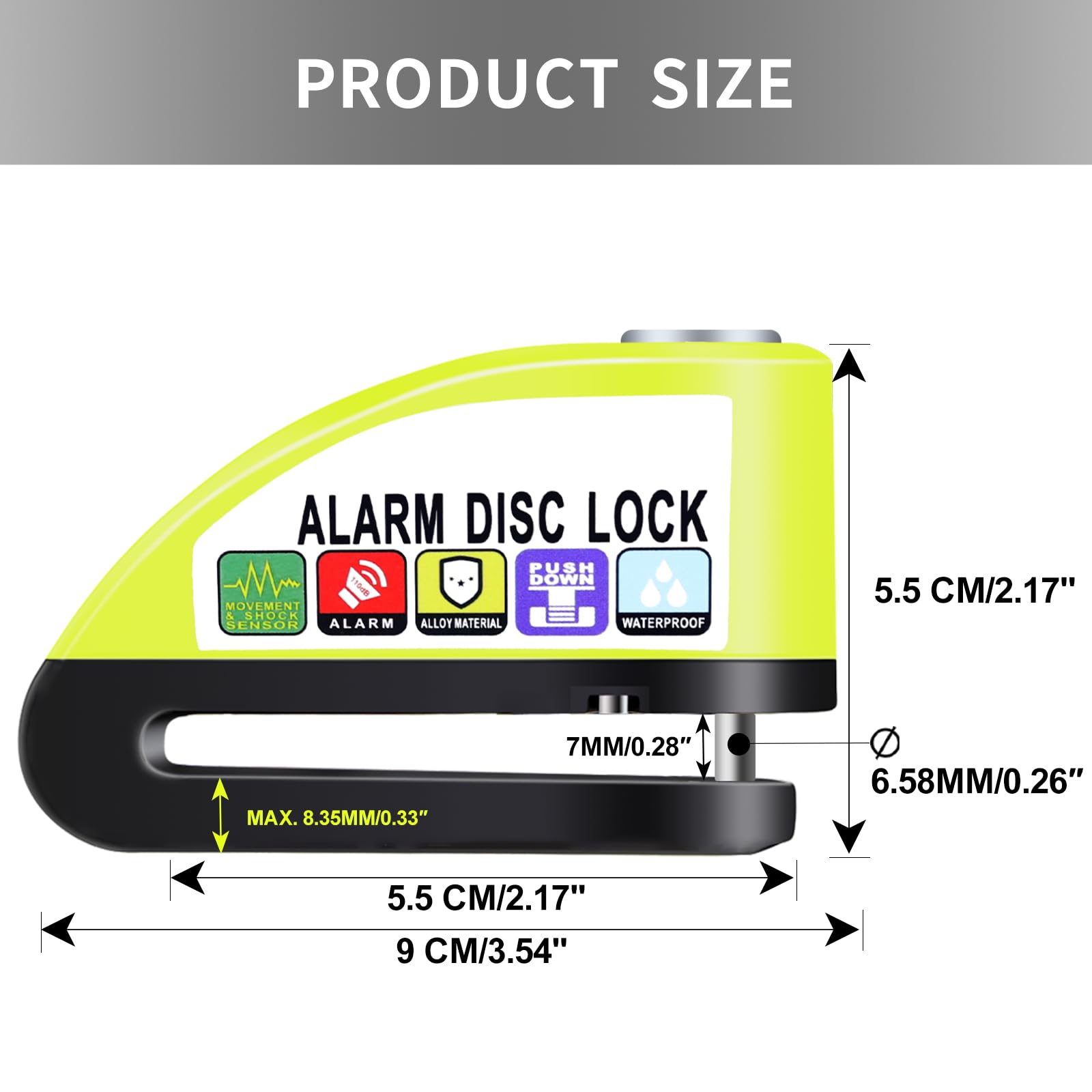 Anykuu Lucchetto Antifurto Moto Bloccadisco Moto Impermeabile Portatile da 7 mm con Allarme Sonoro 110DB e 1.5m Reminder Cavetto per Scooter Allarme Bloccadisco Bici