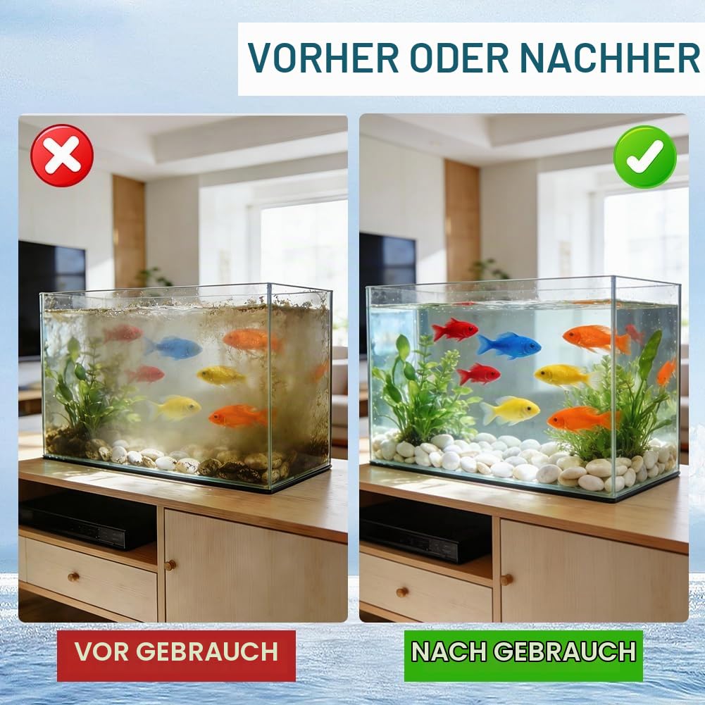 Aquarium Reinigungswerkzeuge, 5-in-1 Reinigungsset mit Scheibenreiniger, Algenschaber, Glasschwamm, Kiesbesen, Netz-Reinigungswerkzeug für Aquarium, Fish Tank Reiniger set für Aquarien & Glasbecken