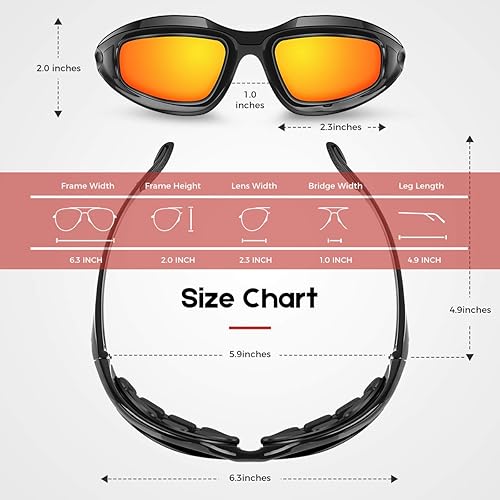 Miniatura 2 de BELINOUS Gafas polarizadas de motocicleta para hombre, con acolchado de espuma, resistentes al viento, antipolvo, con kit de 4 lentes