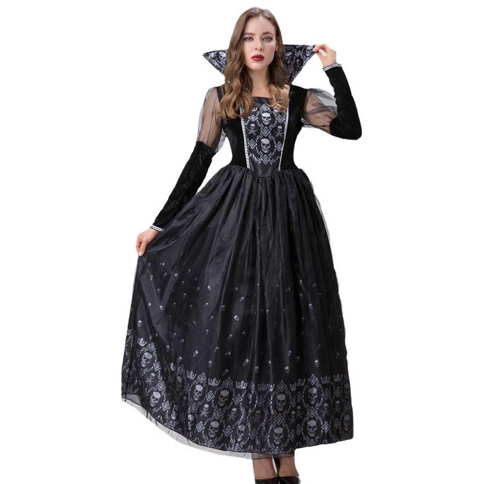 Oktoberfest Damen Outfit, Dirndl Lang Damen Modern Romantisch | Halloween Hexe und Rollenspielkleid