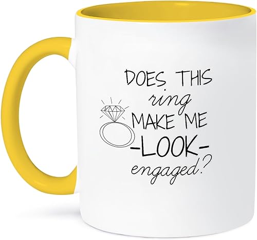 Miniatura 8 de 3dRose Does This Ring Make Me Look Engaged - Taza negra con fondo blanco, 15 onzas