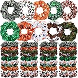 Yuxung 80 Pcs Football Silk Hair Scrunchies Sports Stain Hair Ties Rugby Elastic Ponytail Bands Football Party Accessories Silk Ponytail Holders Soccer Scrunchy for Women Girl Rugby Party Team Gifts