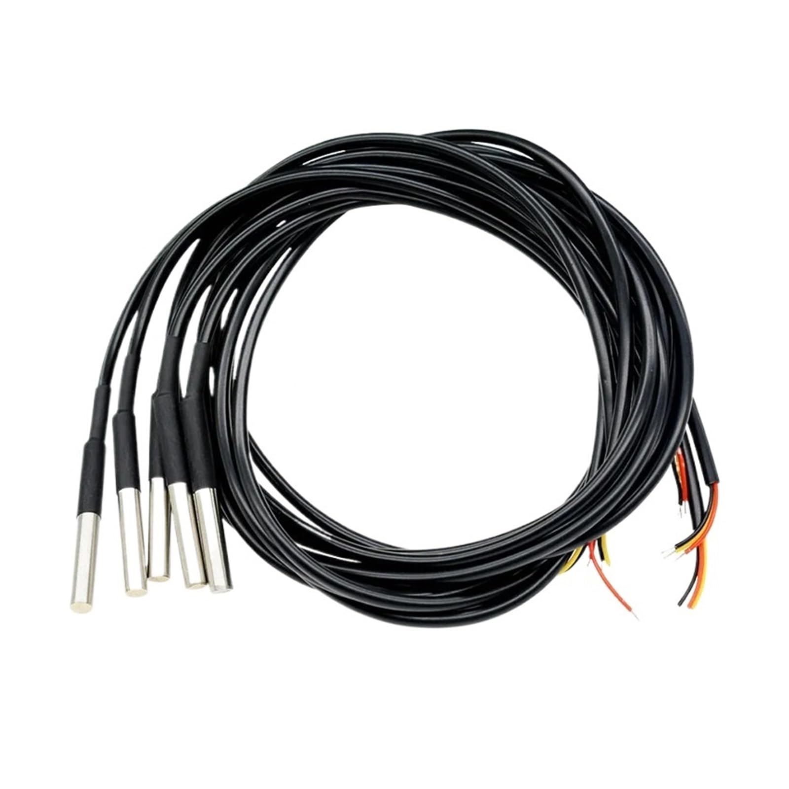 Paquete de 5 sondas de temperatura impermeables DS18B20 de acero inoxidable 1M/2M/2.5M/3M sensor digital