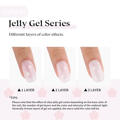 Miniatura 6 de Esmalte de uñas de gel con flores blancas como la nieve, esmalte de gel blanco lechoso translúcido con flores, 0.5 onzas líquidas de gel de color