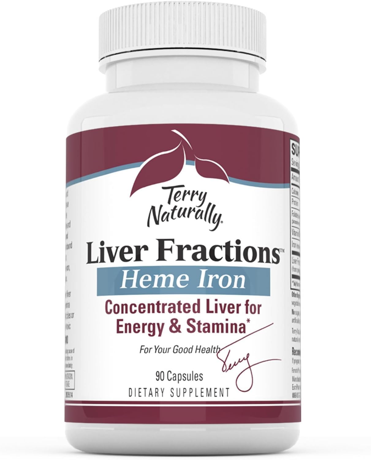 Terry Naturally Liver Fractions - Endurance & Energy Support with Gentle Iron - Dietary Supplement Supports Healthy Red Blood Cell Formation - Iron Supplement for Liver Health - 90 Capsules