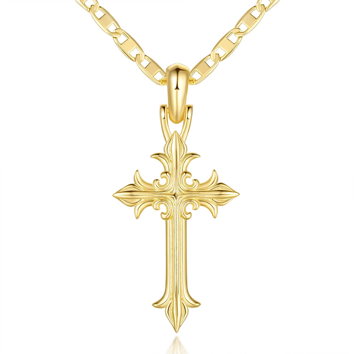 Collana con croce da donna in oro 14 carati, con croce in oro 14 carati, collana da donna con ciondolo a forma di croci, collane da donna da 20/25/30 mm
