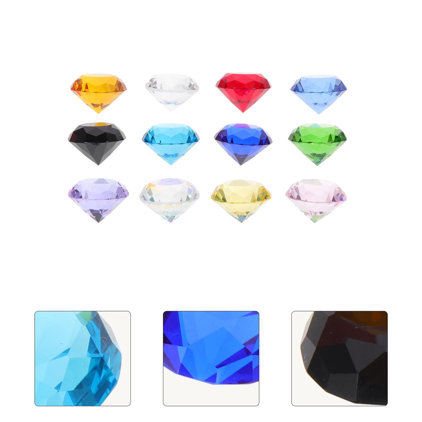 12 Pezzi Diamanti Decorativi in Vetro 30mm per Centrotavola e Decorazioni Matrimonio, Riempitivo per Vasi e Ornamenti Natalizi Trasparenti