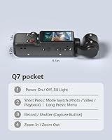 Vista 8 de W & O Cámara de vlogging con lente giratoria de 180°, cámara de cuerpo de bolsillo con grabación de audio y video, batería de 7 horas, cámaras POV