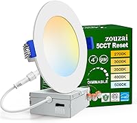 Vista 17 de zouzai paquete de 6 luces de techo empotrables ultrafinas de 4 pulgadas en negro, 5 CCT, con caja de conexiones, 2700K/3000K/3500K/4000K/5000K