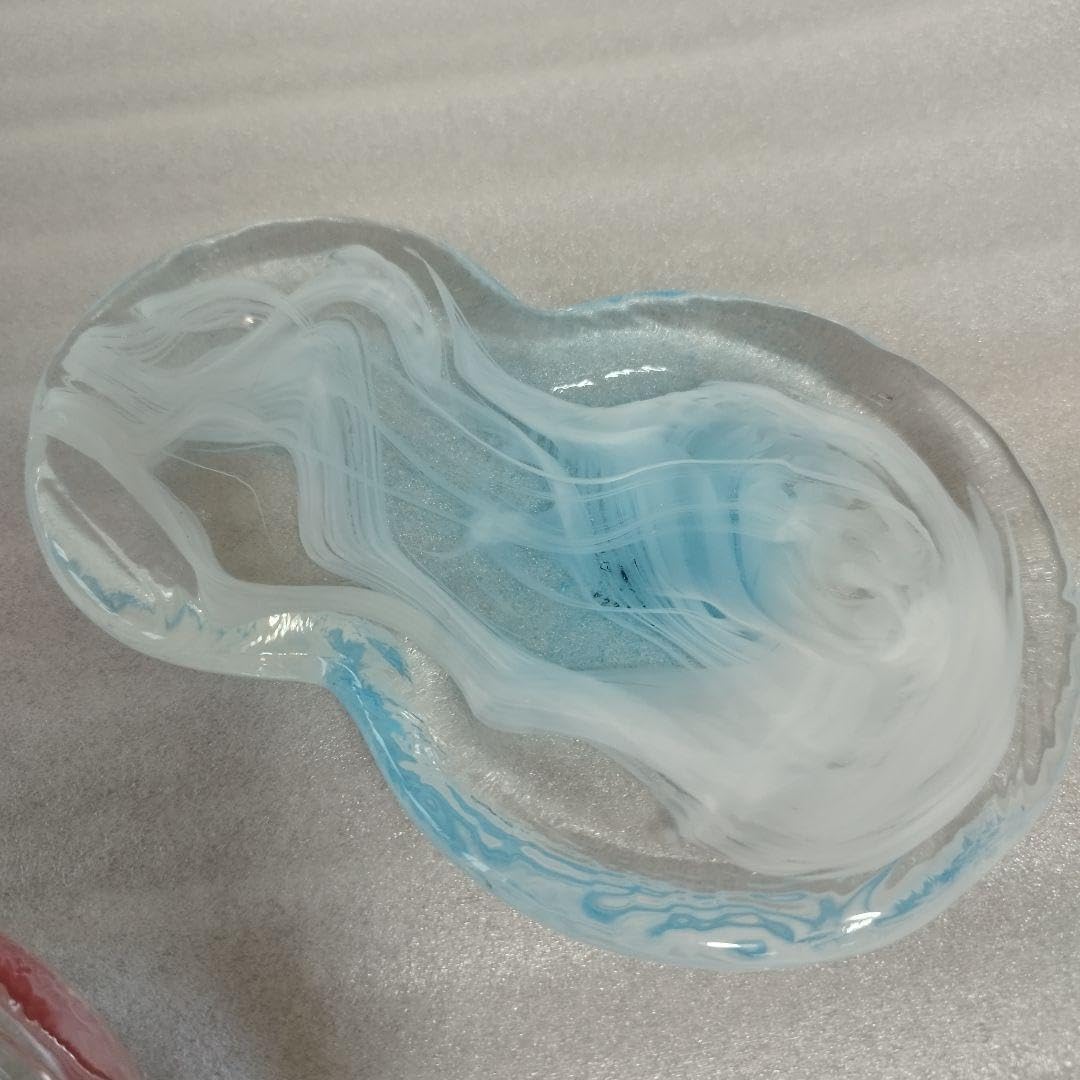 北一硝子雪だるま クリア皿セット 長さ約18cm 横約12cm 高さ約2cm