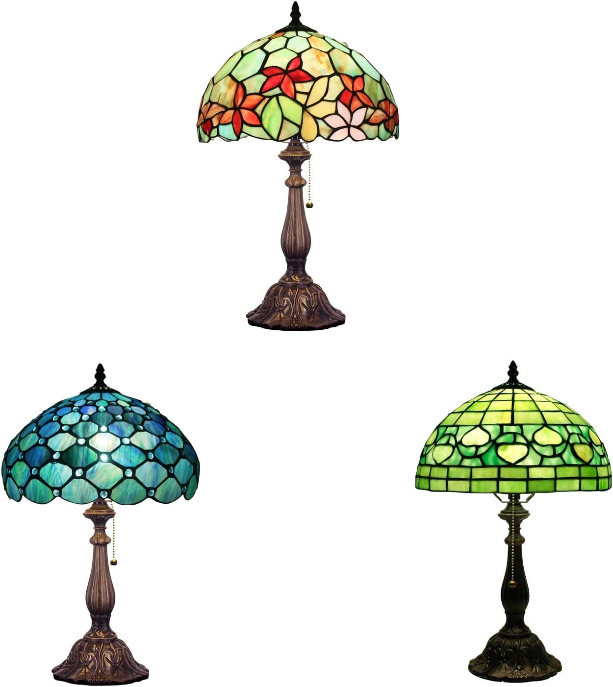 ZJART W12H 19" Stained Glass Tiffany Table Lamp
