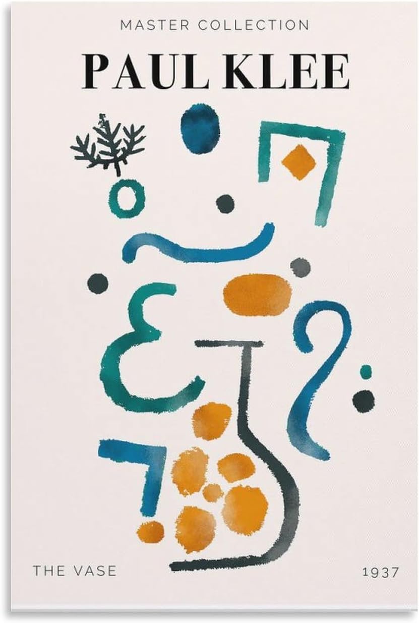 QSDTGHUIKP Retro Paul Klee Poster Abstract Wall Art《The Vase, 1937》Canvas Painting Paul Klee Prints Aesthetic Picture for Living Room Decor 16x24in Frameless