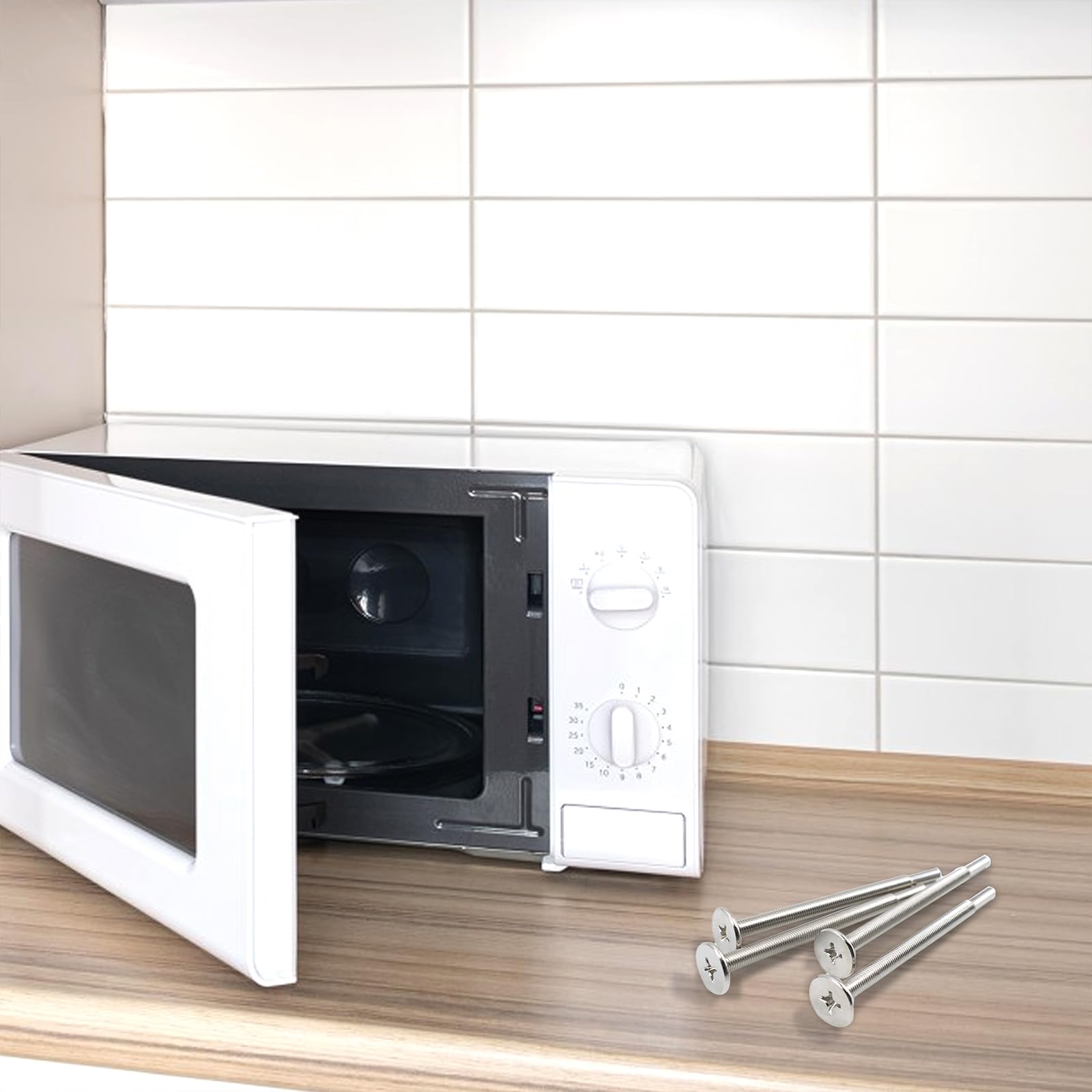 4 tornillos planos para montaje en microondas, fácil instalación, compatible con Samsung, Kenmore, Maytag, microondas