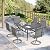 VICLLAX Patio 7 Pieces Outdoor Dining Set, 59" Dining Table with Umbrella Hole and 6 Swivel Cotton-Padded Textilene Chairs with Upgraded Base for Lawn, Garden, Porch, Black/Grey