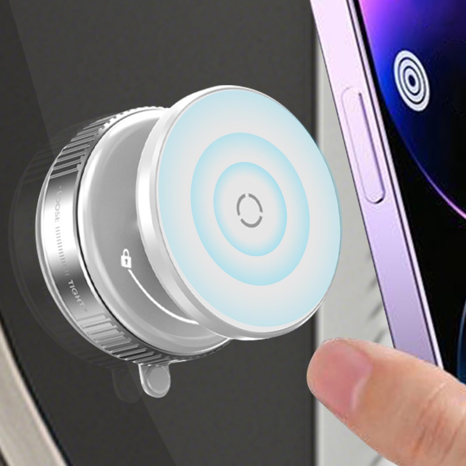 Supporto magnetico per telefono sottovuoto, supporto magnetico | supporto girevole a 360 gradi, interni auto, supporto base a per cruscotto, design compatto nero