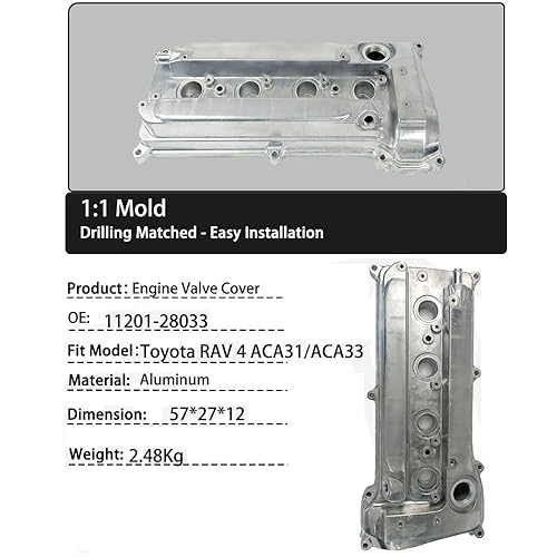Miniatura 7 de ZONTO Cubierta de válvula de motor de aluminio con kit de junta de tapa de válvula de motor para Toyota Avensis Camry RAV 11201-28033 11201-28014