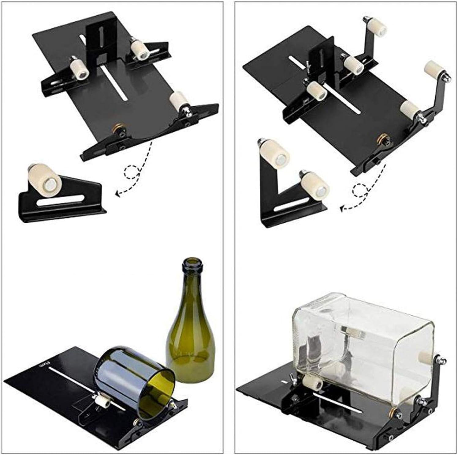 Glass Bottle Cutter, Stainless Iron Cutting Tool Kit with 3 Cutter Wheels for Round Square Bottle Cutting Machine