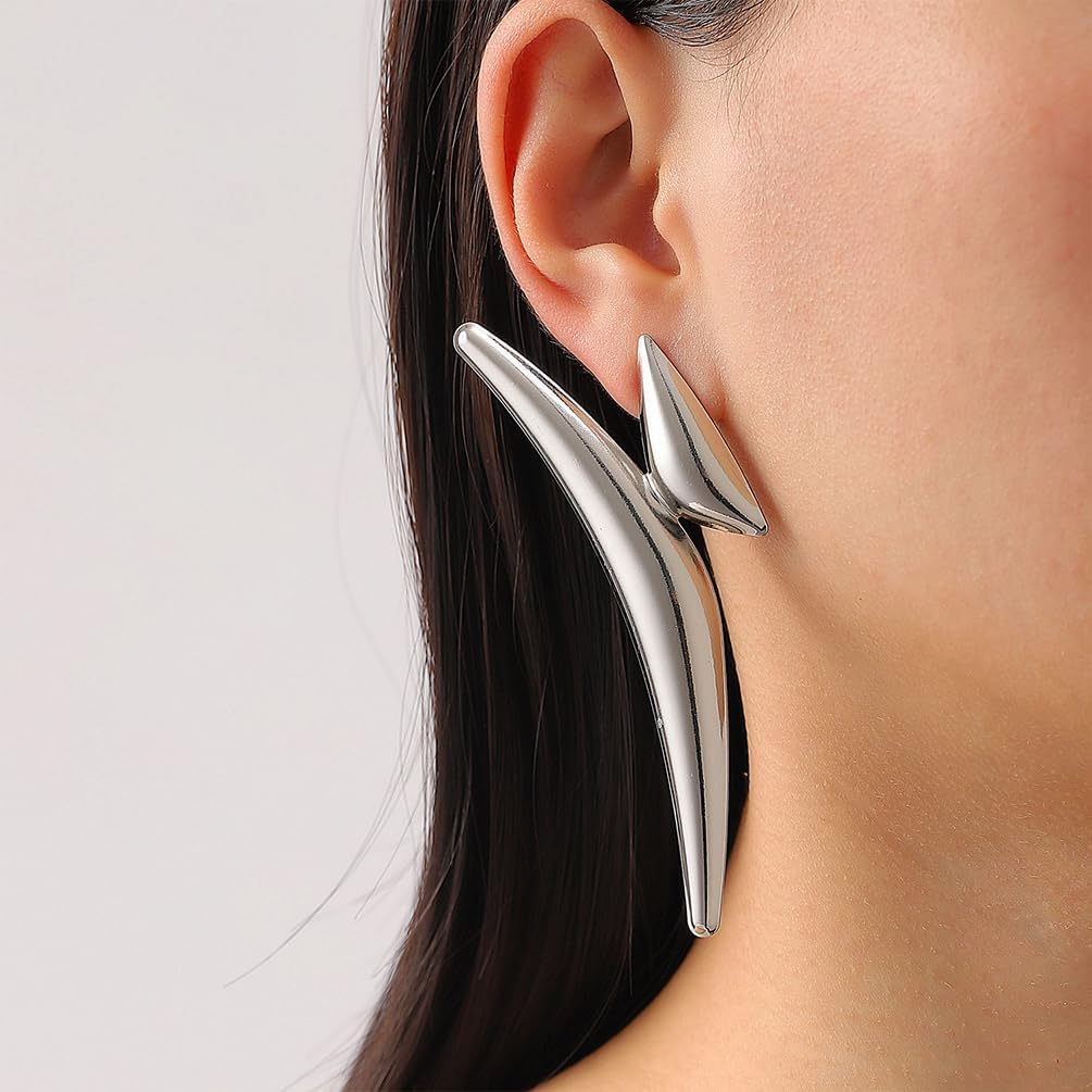 Chunky Gold Cute Drop Earrings for Women, Unique Statement Short Silver Irregular Geometric Earring Y2k Prom Party Jewelry Accessories Gifts - Image 5