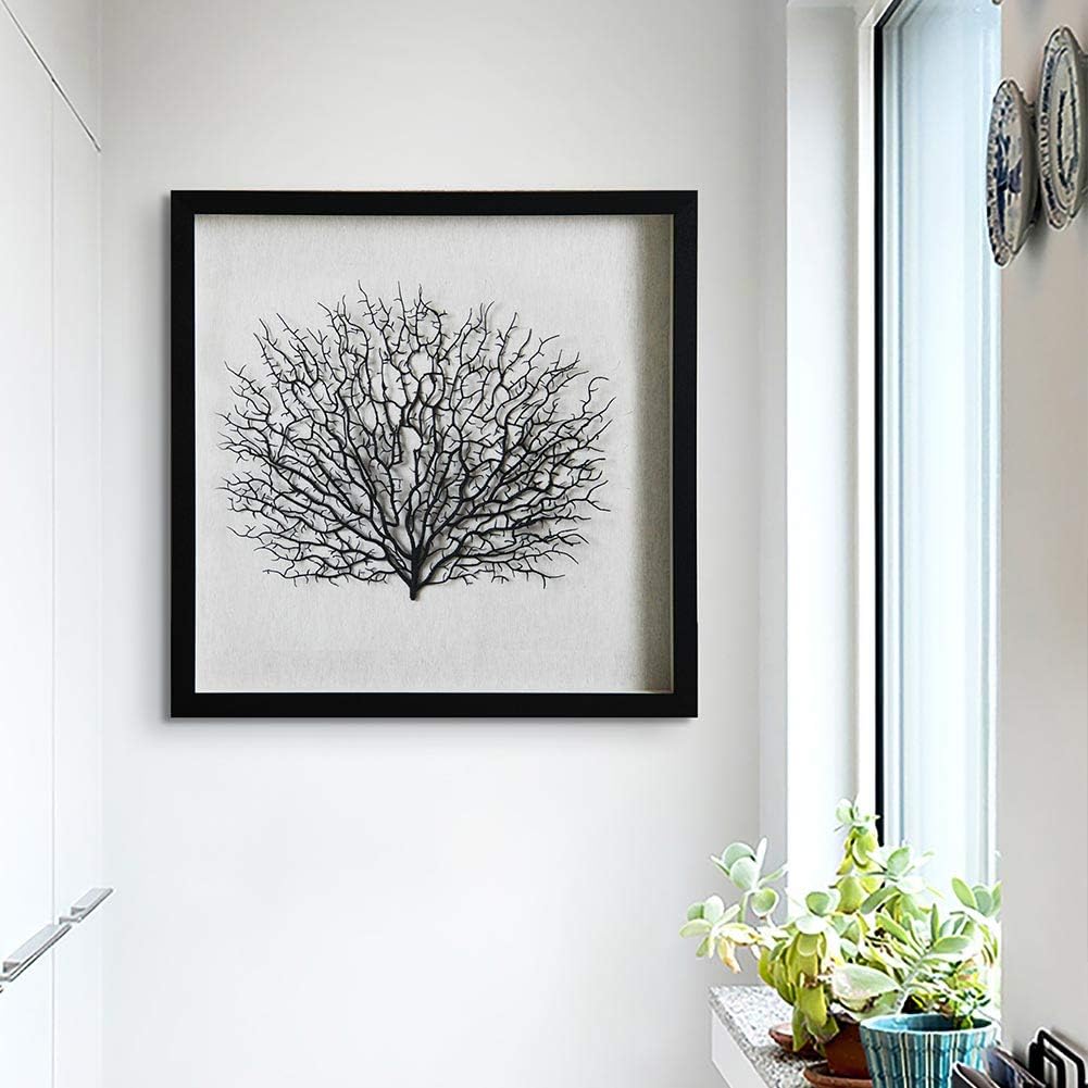 ARTECORS Wall Art for Living Room Dining Room Entrance Corridor Bedroom Decoration… (Black Sea Fan 24"x24")