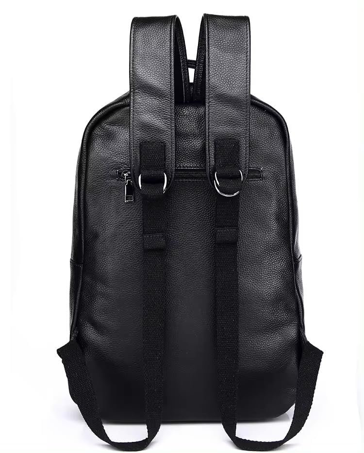 Genuine Leather Backpack for Men with15.6 inch Laptop Computer Compartment, Cowhide Shoulder Bag, Black Daypack, college Backpack Rucksack4