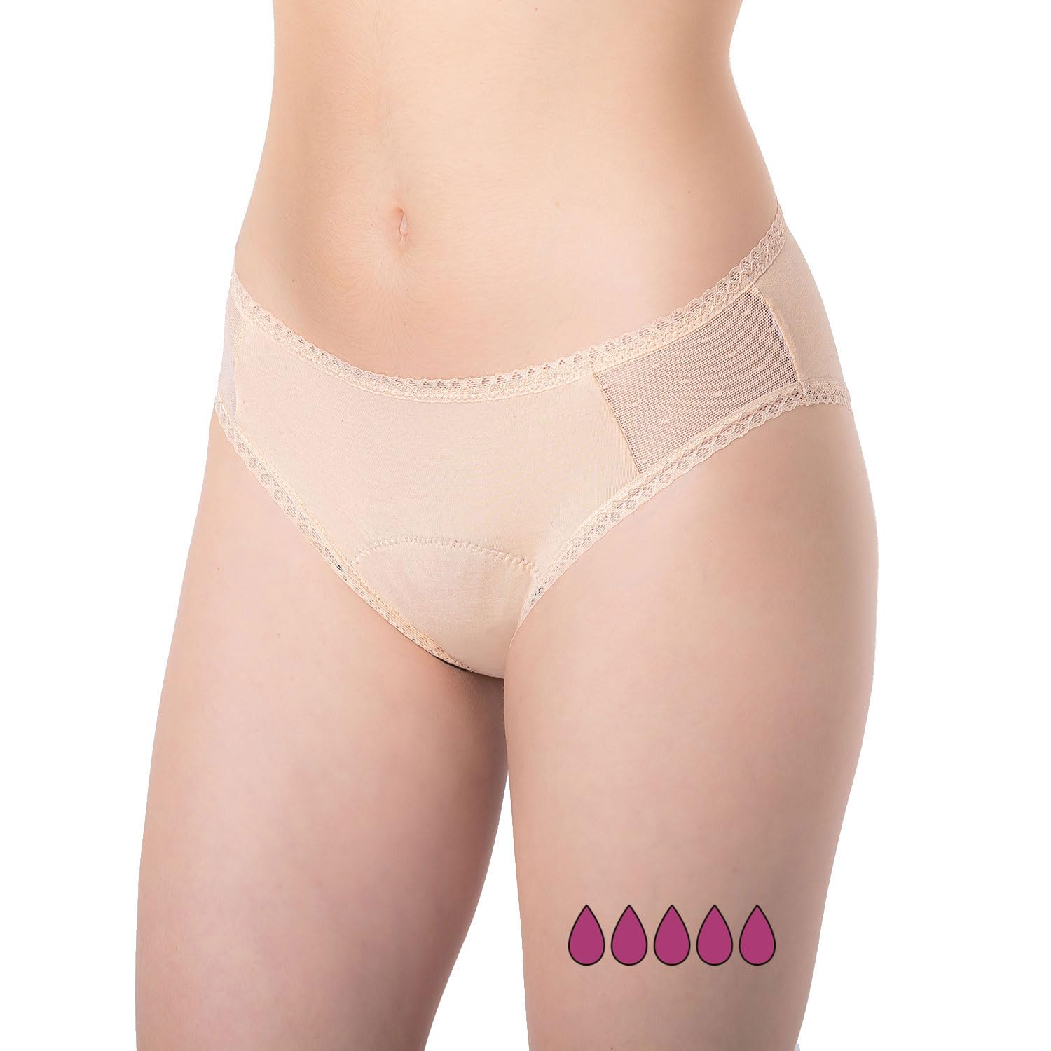 FARMA INCA Bragas Menstruales Flujo Abundante - Braguita Menstrual Reutilizable y Ecológica - Protección contra Pérdidas de Orina - 95% Algodón - Lavable - x1 - Braga Menstrual Cintura Baja