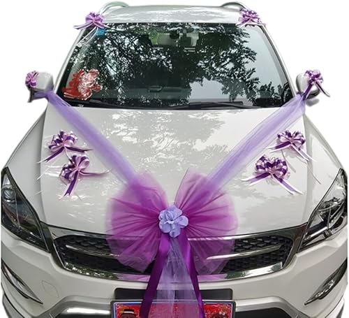 Decoración de flores para el frente del coche de boda, flores de rosas artificiales, cinta de decoración de coche de boda, guirnalda de flores para