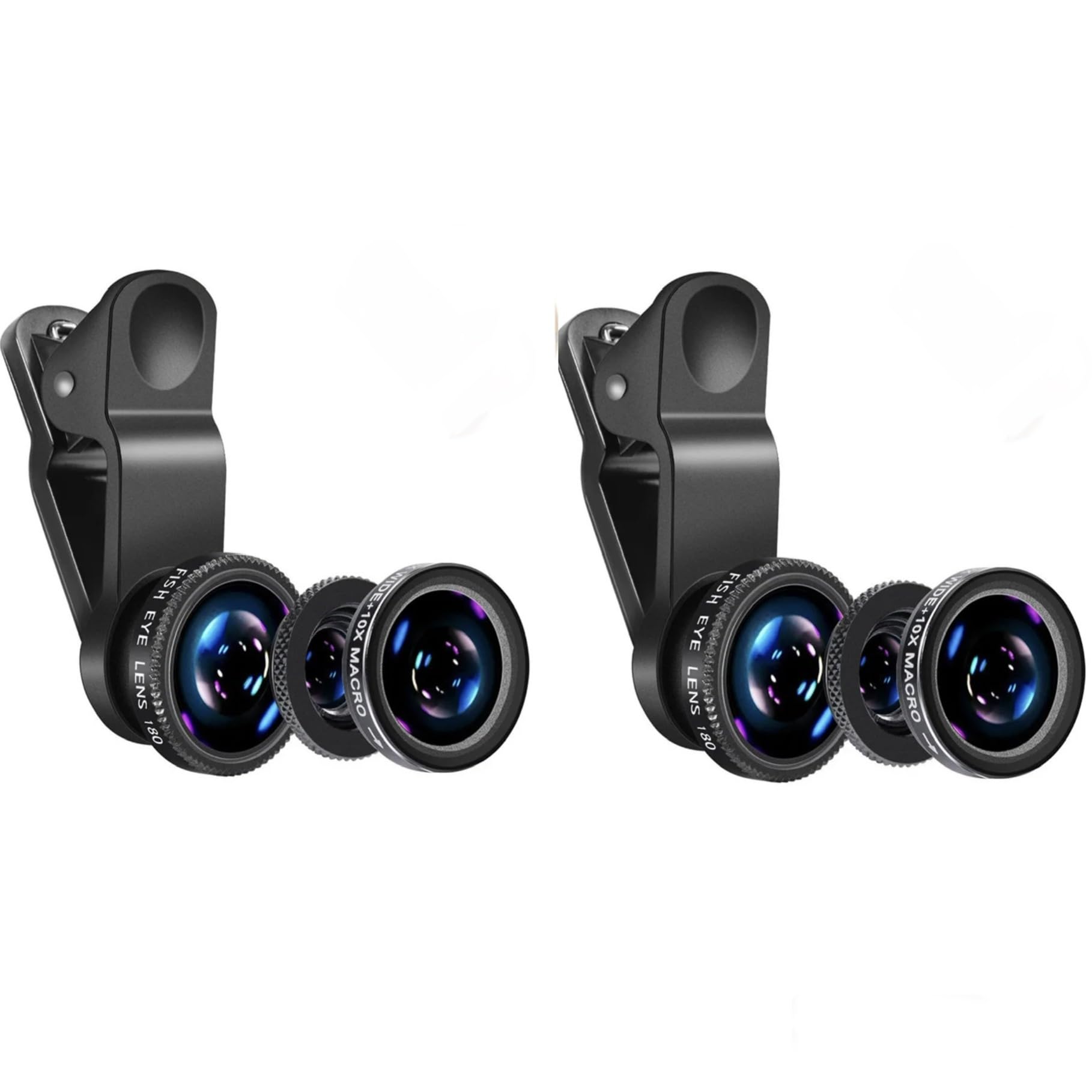 2 Pack Mobile Phone Camera Lens Kit With Fish Eye Lens +Macro Lens + Wide Angle Lens Compatible With iPhone,Samsung,Huawei,iPad,Sony,HTC,LG,etc (2)