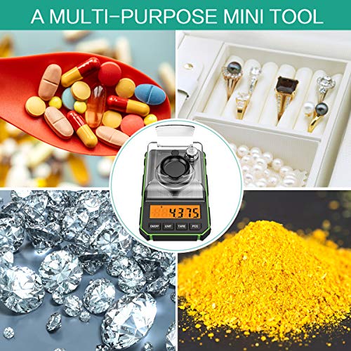 ORIA Digitale Zakweegschaal, 50g/0,001g Mini Precisie Weegschaal, met kalibratiegewicht van 50g en Elektrostatische Pincet, LCD-scherm met achtergrondverlichting (Inclusief Batterij) - Groente - Image 7