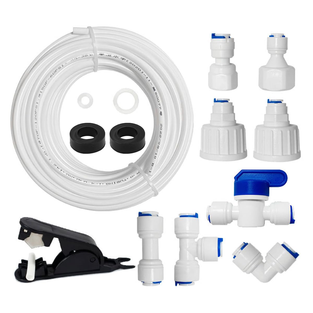 Kühlschrank-Sanitär-Set, 15 m, Kühlschrankschlauch mit Schlauchschneider, Wasseranschluss für Kühlschrank, 0,64 cm
