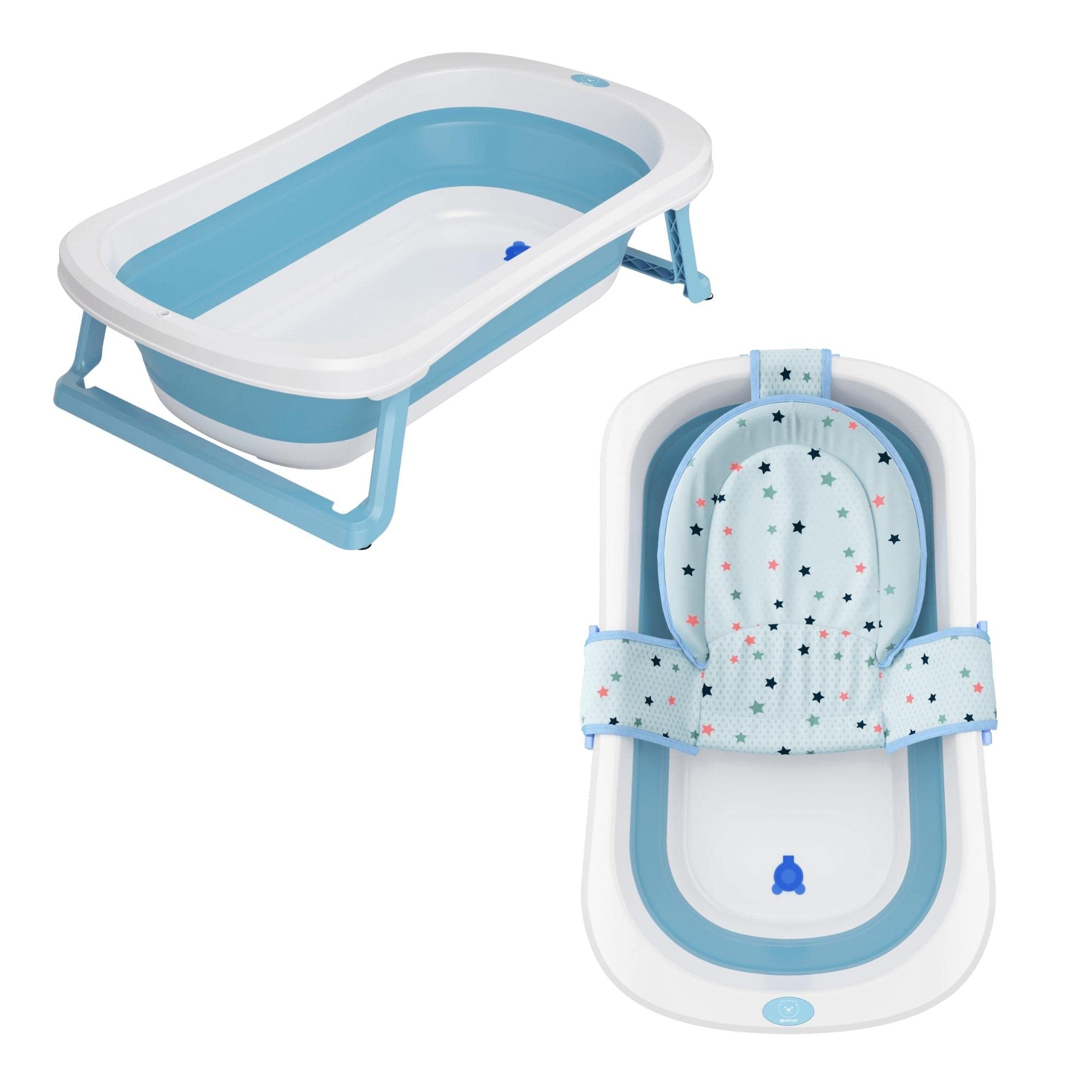 Vaschetta bagnetto neonato pieghevole da BEARTOP | incl. cuscino da bagno | ergonomico & salvaspazio | robusto PP & TPE | vasca da bagno bambini, bagnetto neonati | Garanzia di soddisfazione (3 Anni)*