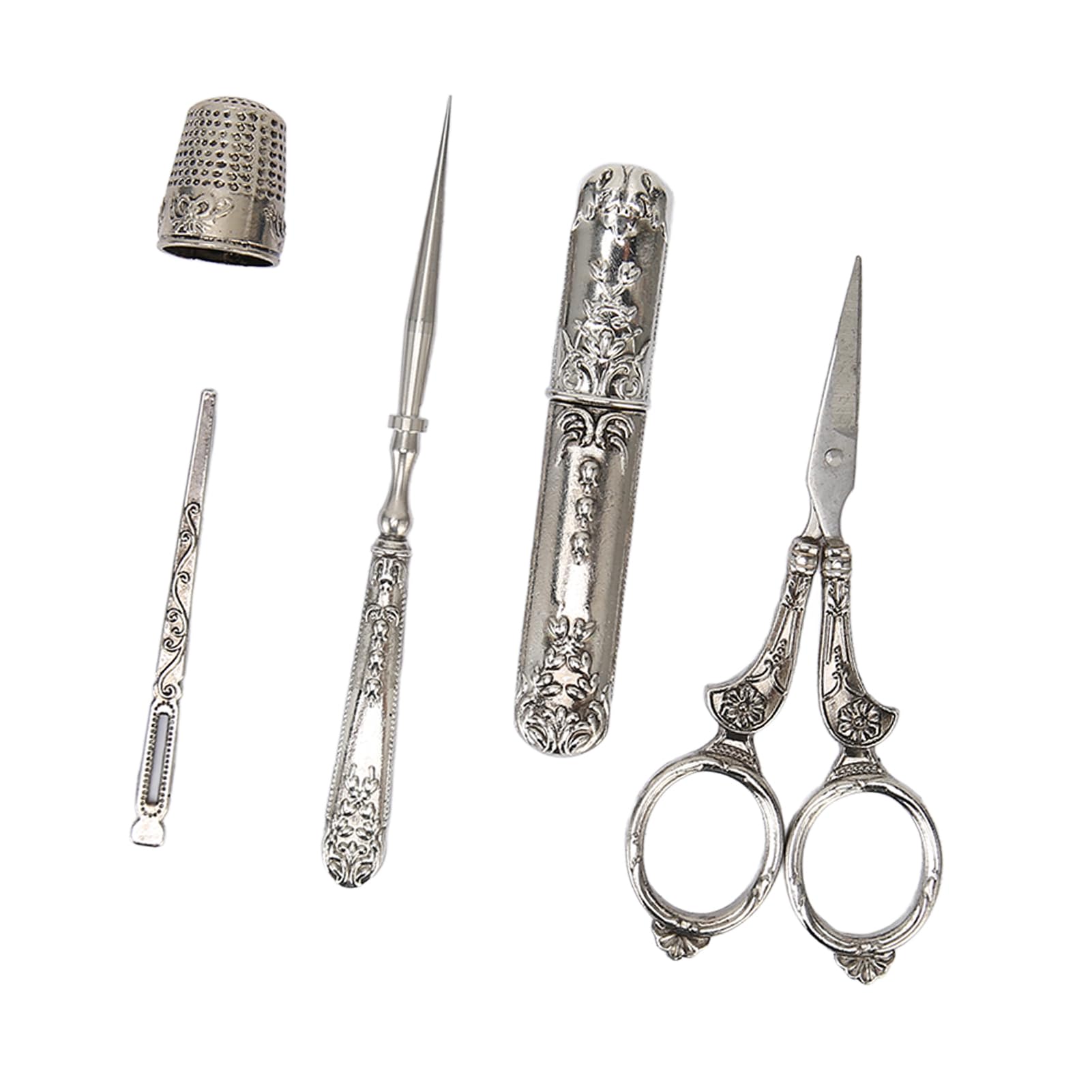 Juego de Tijeras de Coser, Estuche para Agujas, Herramientas de Costura DIY para Bordado, Estuche para Manualidades de Punto de Cruz, Perforador y Enhebrador para Almacenamiento