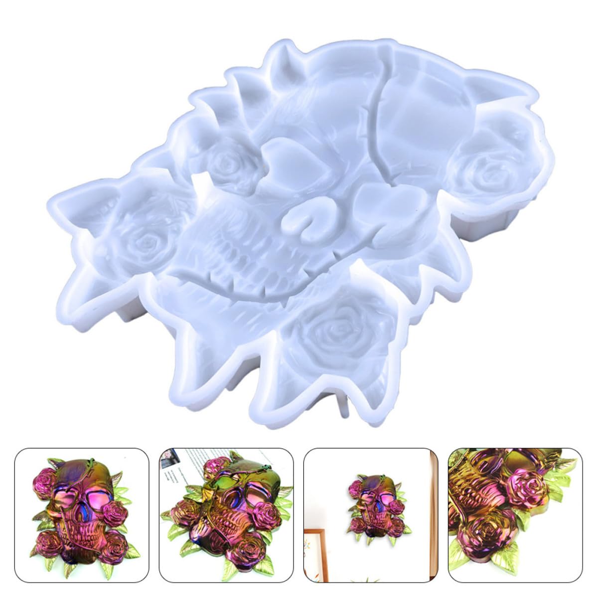 OSALADI 3 Piezas Molde de Silicona Blanco Forma de Calavera para Decoración de Pared, Material Saludable y Excelente Elasticidad, Adecuado para Manualidades DIY y Adornos de Halloween