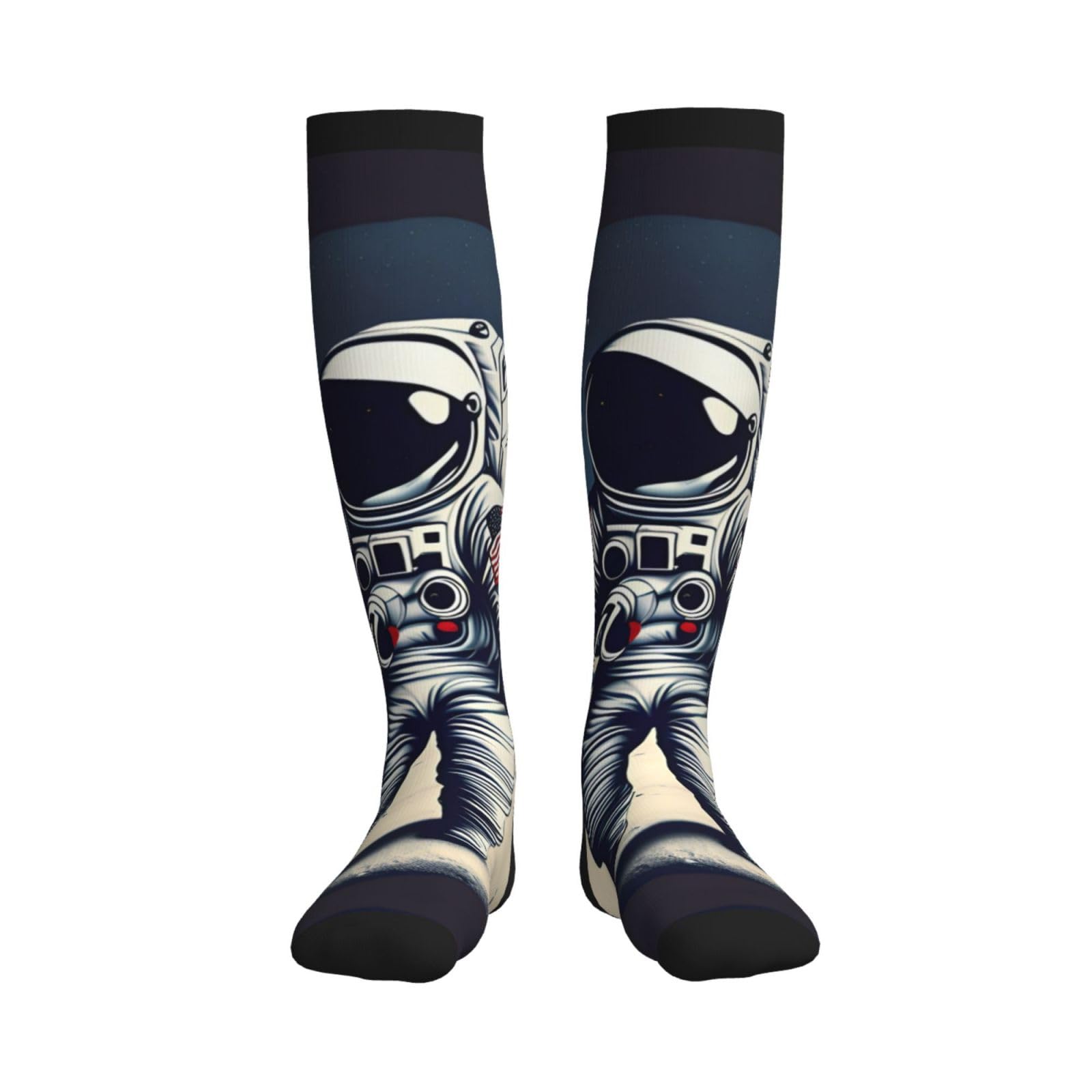 Longzehao Astronaut on The Moon Print Compression Socks for Women and Men,15-20 mmHg is Best Support for Athletic sports